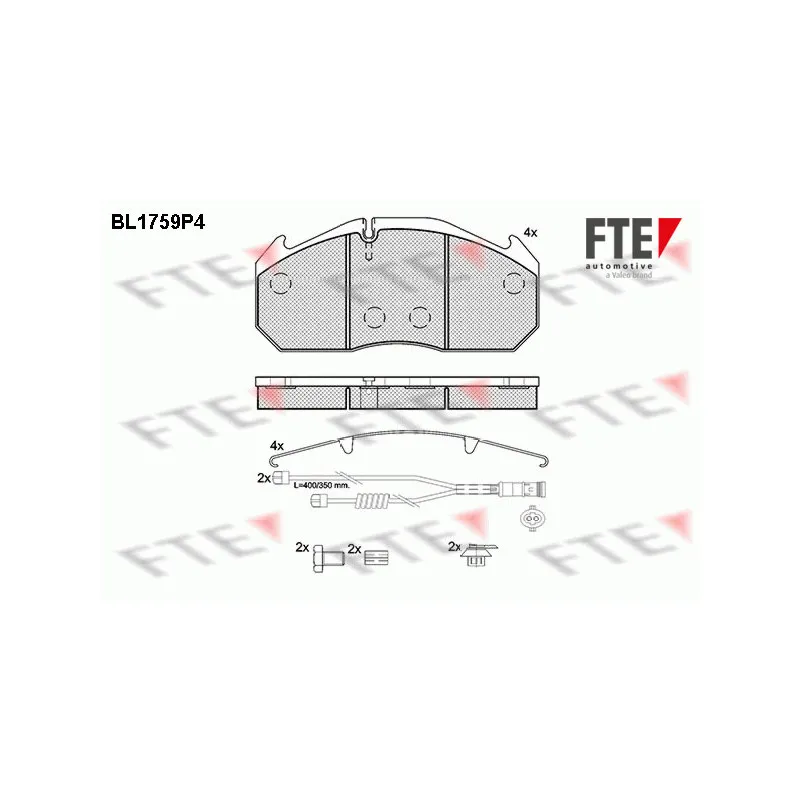 Jeu de 4 plaquettes de frein avant FTE BL1759P4