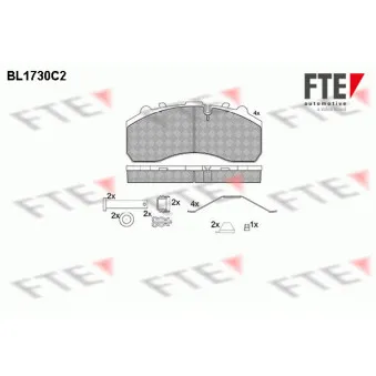 Jeu de 4 plaquettes de frein avant FTE