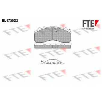 Jeu de 4 plaquettes de frein avant FTE