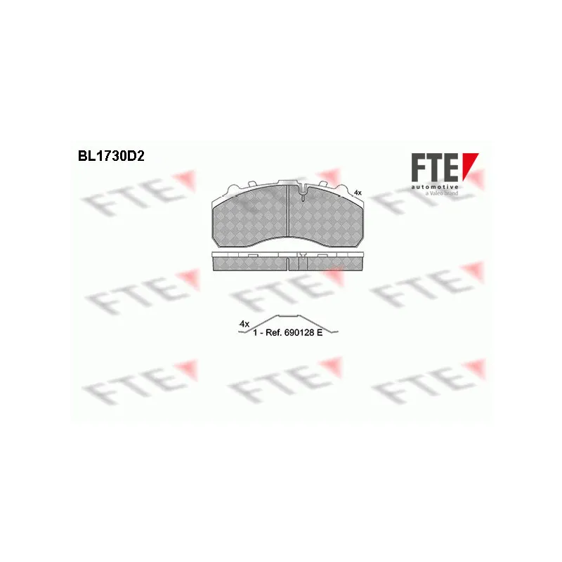 Jeu de 4 plaquettes de frein avant FTE BL1730D2