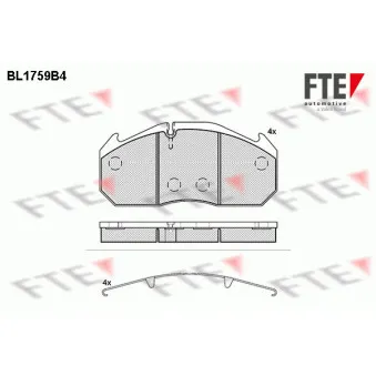 Jeu de 4 plaquettes de frein avant FTE