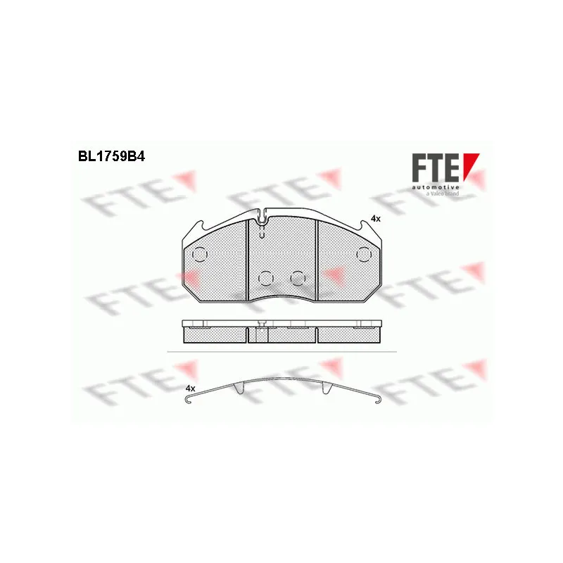 Jeu de 4 plaquettes de frein avant FTE BL1759B4