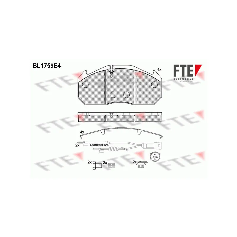 Jeu de 4 plaquettes de frein avant FTE BL1759E4