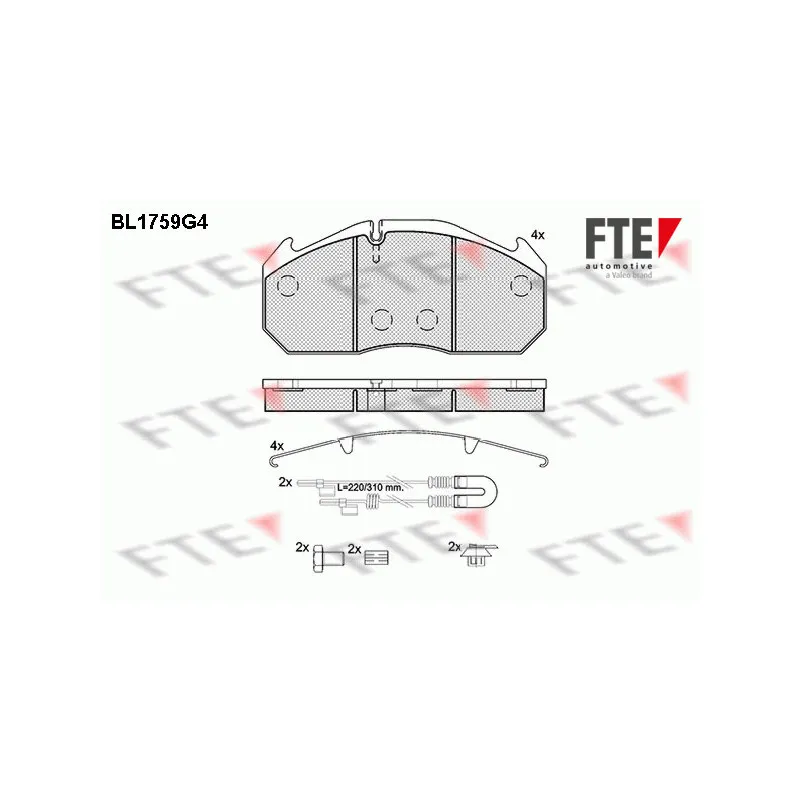 Jeu de 4 plaquettes de frein avant FTE BL1759G4