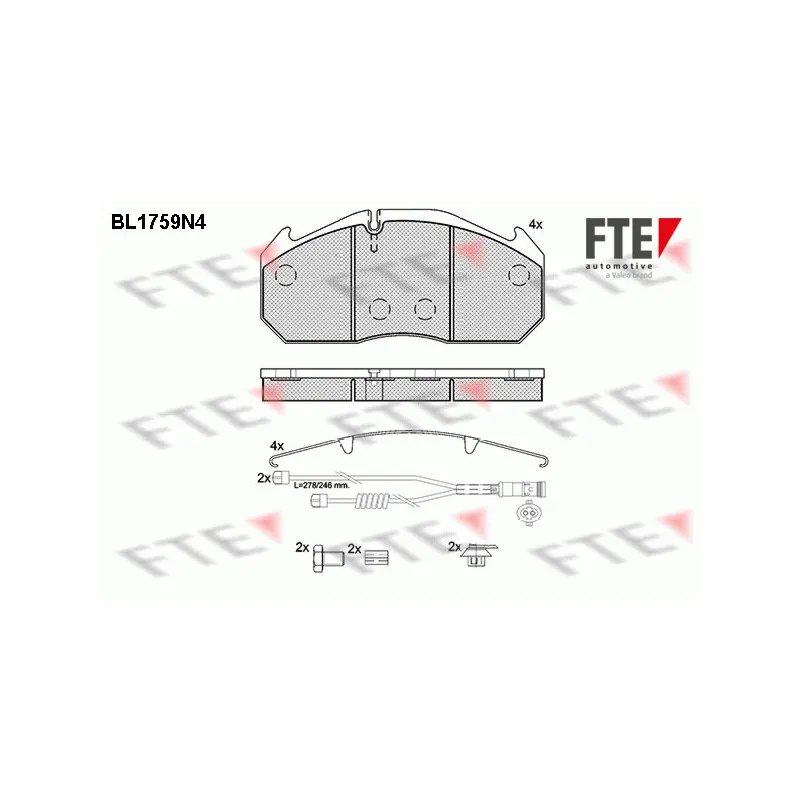 Jeu de 4 plaquettes de frein avant FTE BL1759N4
