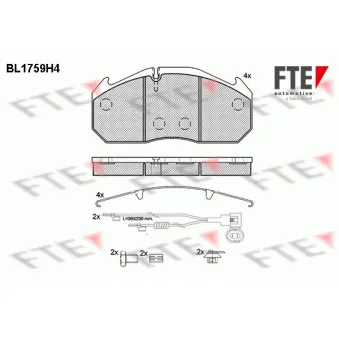 Jeu de 4 plaquettes de frein avant FTE