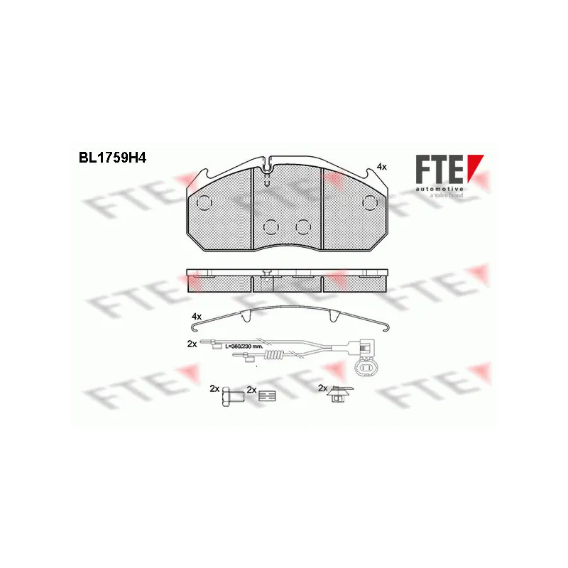 Jeu de 4 plaquettes de frein avant FTE BL1759H4