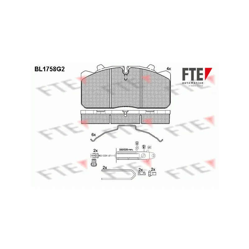 Jeu de 4 plaquettes de frein avant FTE BL1758G2