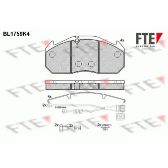 Jeu de 4 plaquettes de frein avant FTE