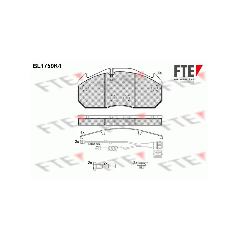 Jeu de 4 plaquettes de frein avant FTE BL1759K4
