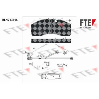 Jeu de 4 plaquettes de frein avant FTE