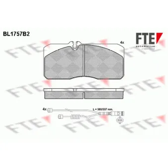 Jeu de 4 plaquettes de frein avant FTE