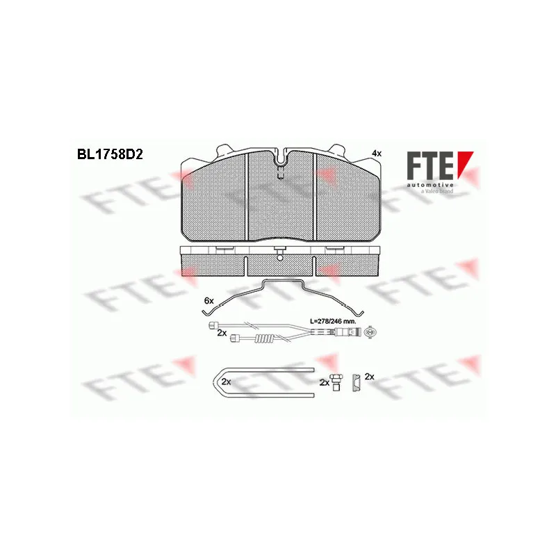 Jeu de 4 plaquettes de frein avant FTE BL1758D2