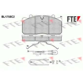Jeu de 4 plaquettes de frein avant FTE