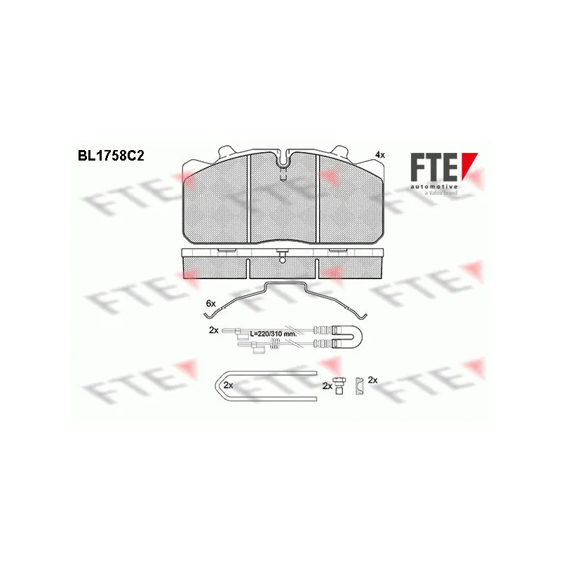 Jeu de 4 plaquettes de frein avant FTE BL1758C2