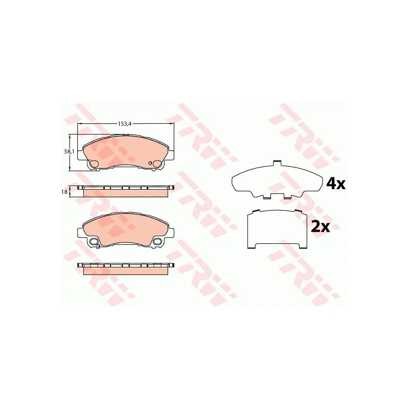Jeu de 4 plaquettes de frein arrière TRW GDB3644