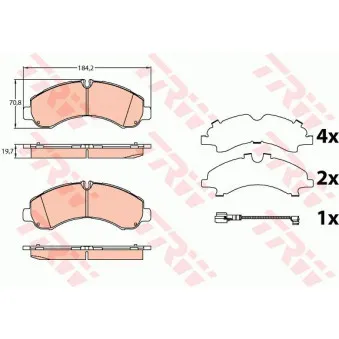 Jeu de 4 plaquettes de frein avant TRW