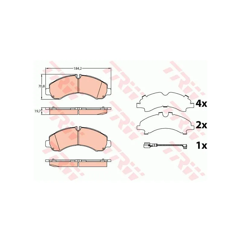 Jeu de 4 plaquettes de frein avant TRW GDB3645