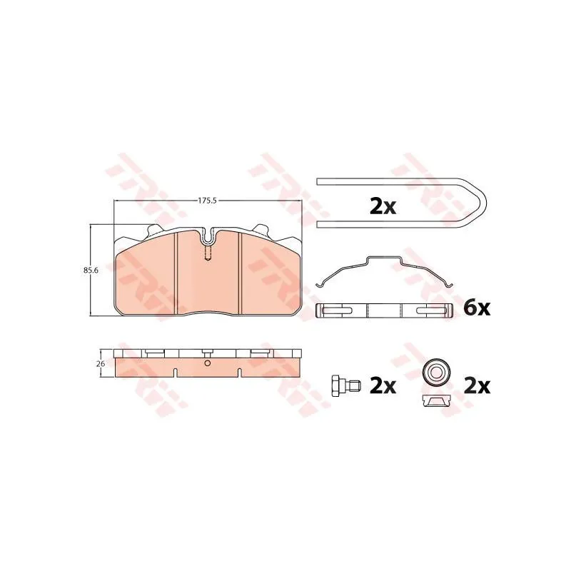 Jeu de 4 plaquettes de frein avant TRW GDB5069