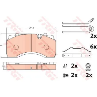 Jeu de 4 plaquettes de frein avant TRW