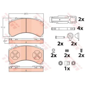 Jeu de 4 plaquettes de frein arrière TRW