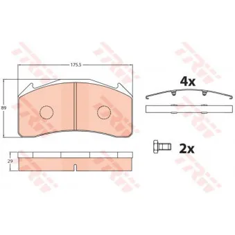 Jeu de 4 plaquettes de frein avant TRW