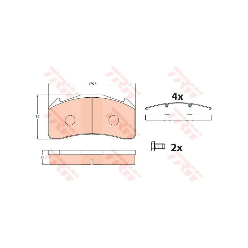 Jeu de 4 plaquettes de frein avant TRW GDB5088