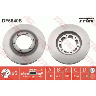 Jeu de 2 disques de frein avant TRW DF6640S