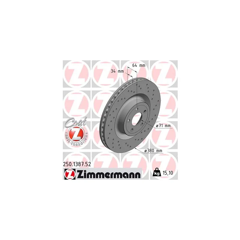 Jeu de 2 disques de frein avant ZIMMERMANN 250.1387.52