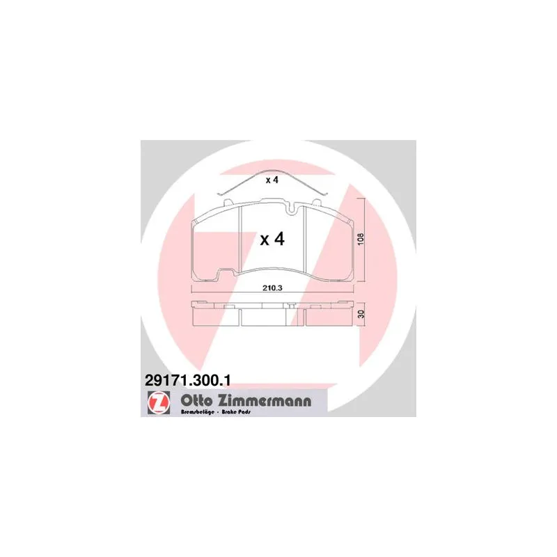 Jeu de 4 plaquettes de frein arrière ZIMMERMANN 29171.300.1