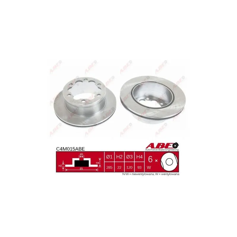 Jeu de 2 disques de frein arrière ABE C4M015ABE