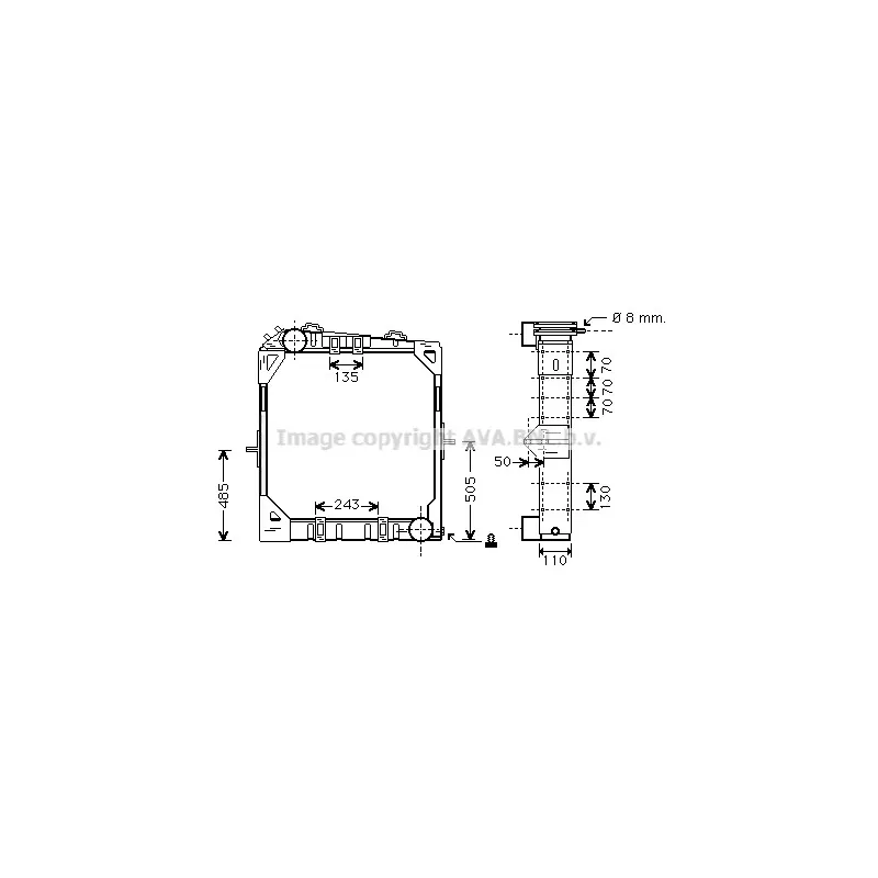 Radiateur, refroidissement du moteur AVA QUALITY COOLING ME2170