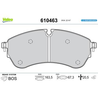 Jeu de 4 plaquettes de frein arrière VALEO 610463