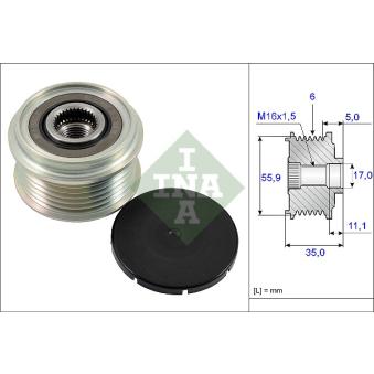 Poulie roue libre, alternateur INA 535 0222 10