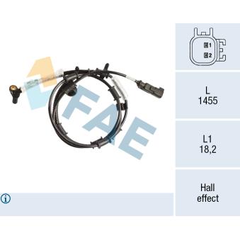 Capteur, vitesse de roue FAE 78215