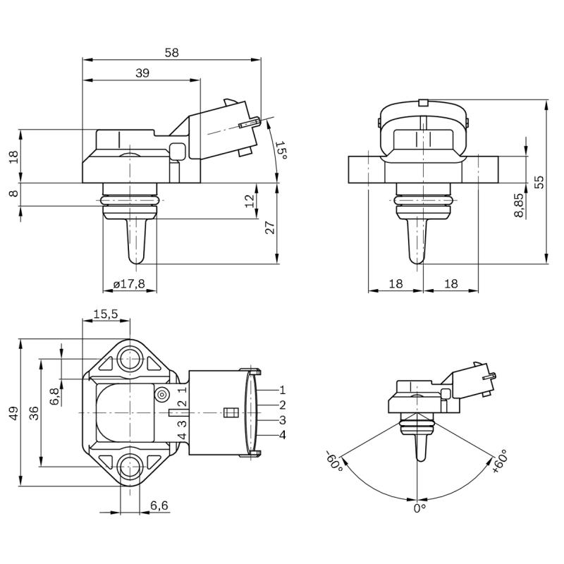Capteur, pression de suralimentation BOSCH 0 281 002 316 - Visuel 1