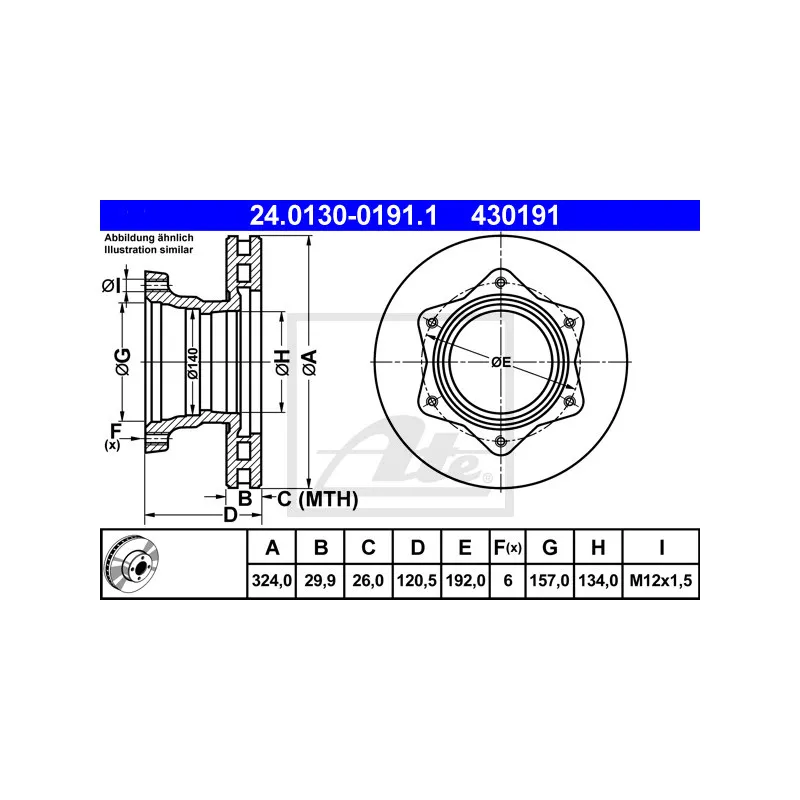 Jeu de 2 disques de frein arrière ATE 24.0130-0191.1