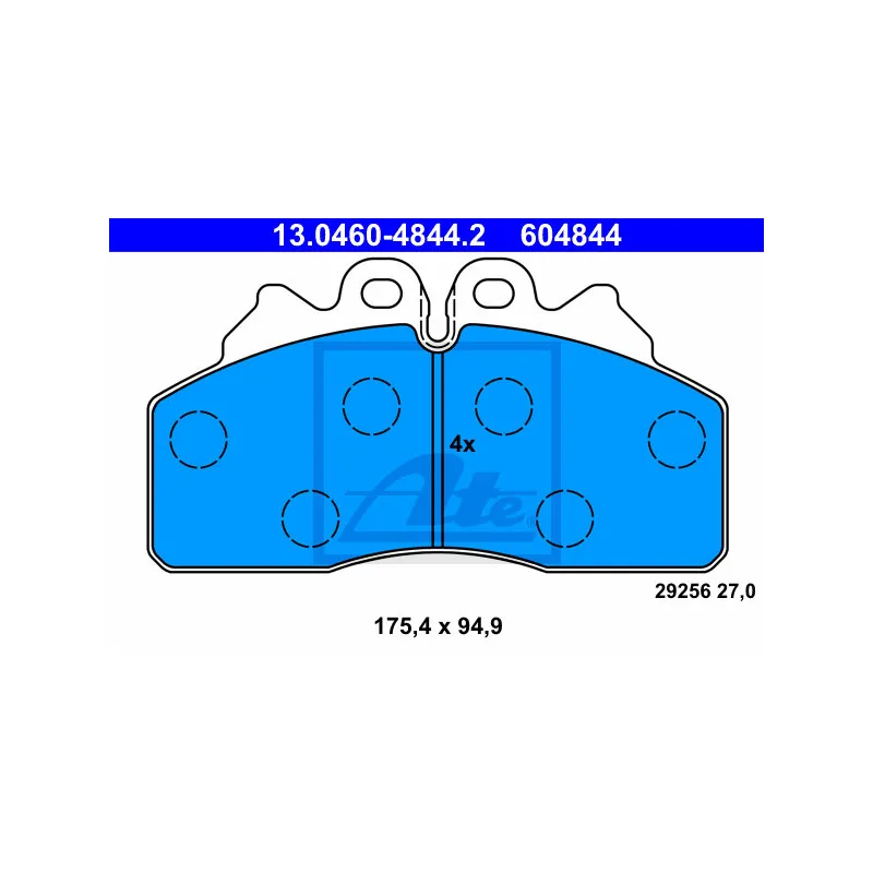Jeu de 4 plaquettes de frein avant ATE 13.0460-4844.2
