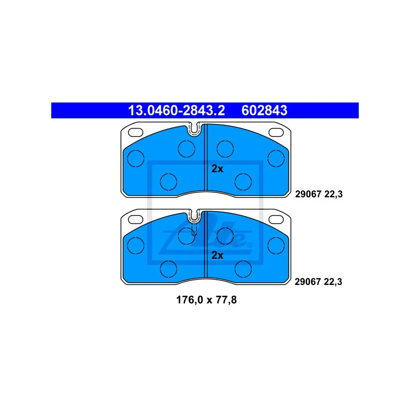 Jeu de 4 plaquettes de frein avant ATE 13.0460-2843.2