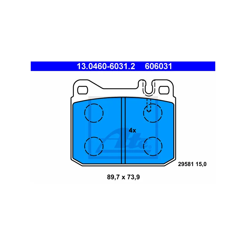 Jeu de 4 plaquettes de frein avant ATE 13.0460-6031.2