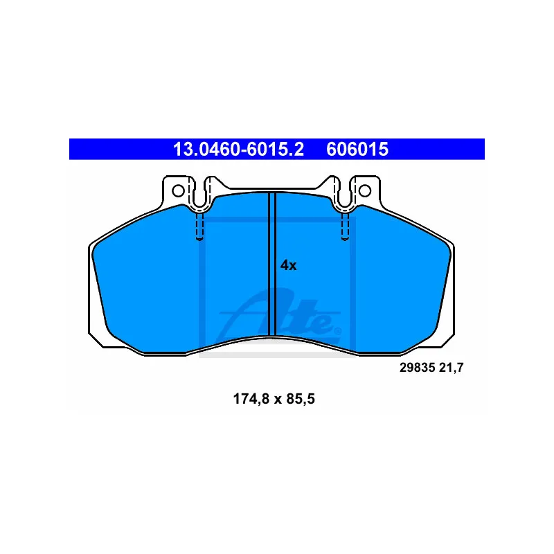 Jeu de 4 plaquettes de frein avant ATE 13.0460-6015.2
