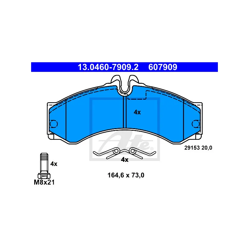 Jeu de 4 plaquettes de frein avant ATE 13.0460-7909.2