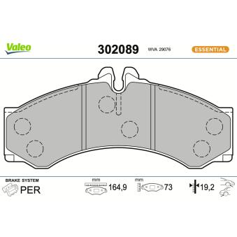 Jeu de 4 plaquettes de frein avant VALEO 302089