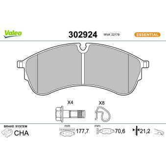 Jeu de 4 plaquettes de frein avant VALEO 302924