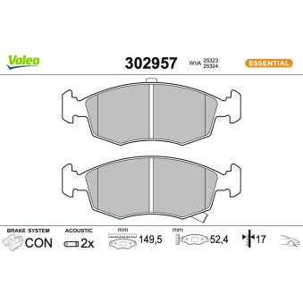 Jeu de 4 plaquettes de frein avant VALEO 302957