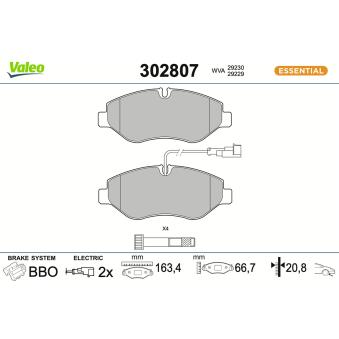 Jeu de 4 plaquettes de frein avant VALEO 302807