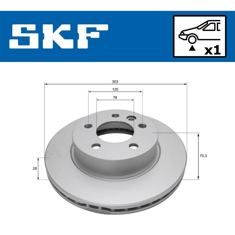 Jeu de 2 disques de frein avant SKF VKBD 81179 V1 - Visuel 1