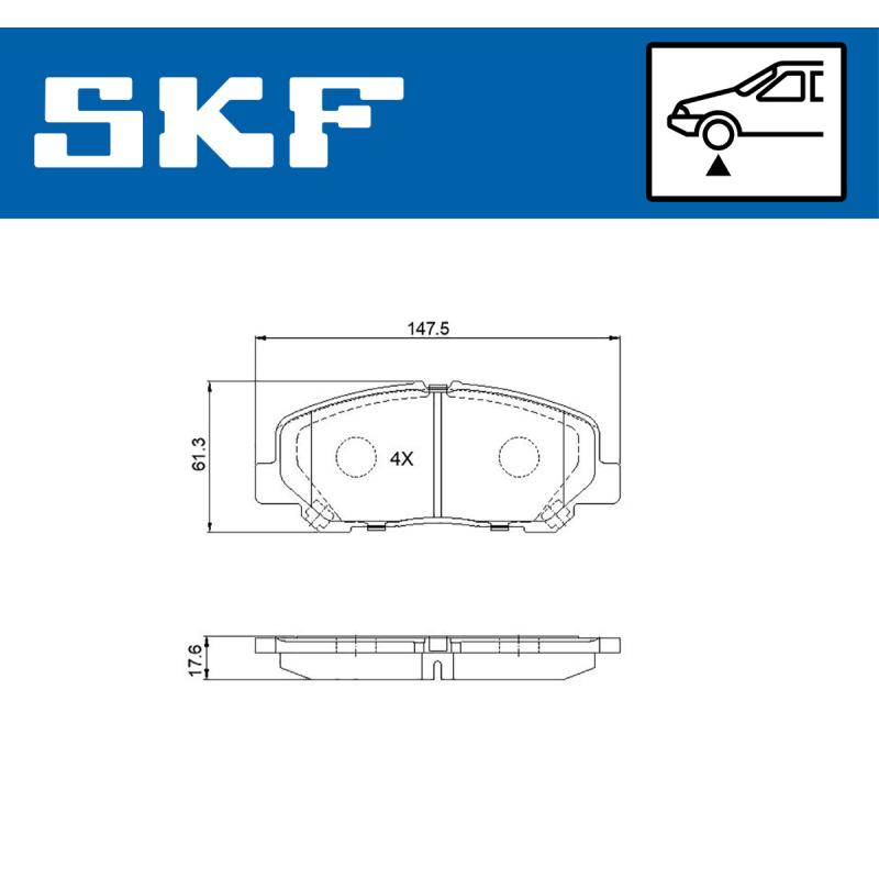 Jeu de 4 plaquettes de frein avant SKF VKBP 81391 - Visuel 1