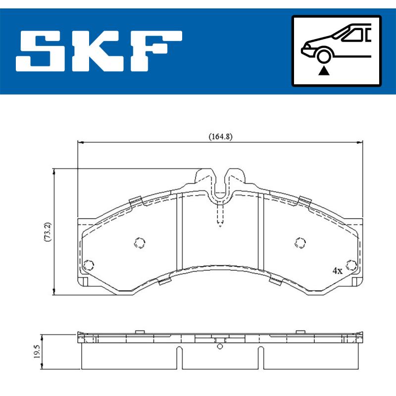 Jeu de 4 plaquettes de frein SKF VKBP 80251 - Visuel 1