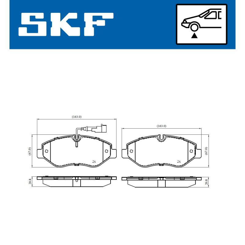 Jeu de 4 plaquettes de frein avant SKF VKBP 80333 E - Visuel 1